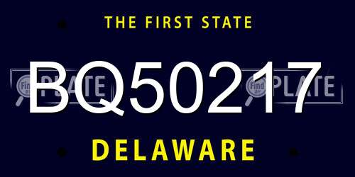 BQ50217 Delaware License Plate