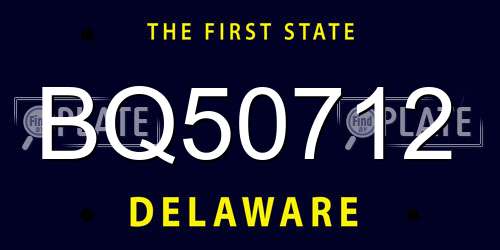 BQ50712 Delaware License Plate