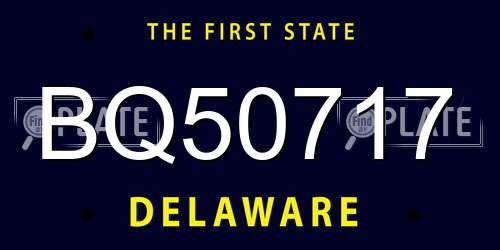 BQ50717 Delaware License Plate
