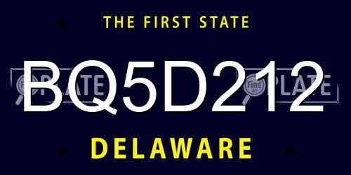 BQ5D212 Delaware License Plate