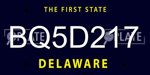 BQ5D217 Delaware License Plate