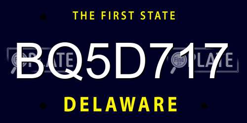 BQ5D717 Delaware License Plate