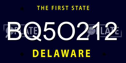 BQ5O212 Delaware License Plate