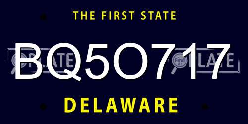 BQ5O717 Delaware License Plate