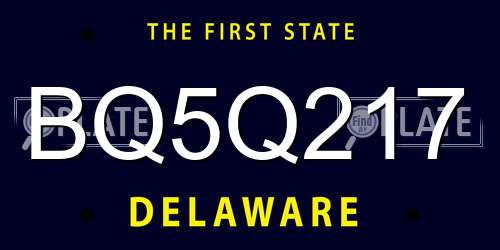 BQ5Q217 Delaware License Plate