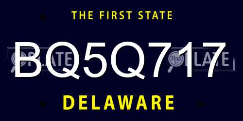 BQ5Q717 Delaware License Plate