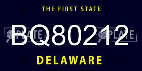 BQ80212 Delaware License Plate