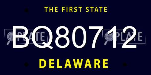BQ80712 Delaware License Plate