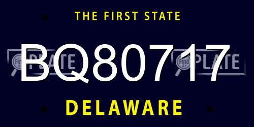 BQ80717 Delaware License Plate
