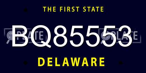 BQ85553 Delaware License Plate