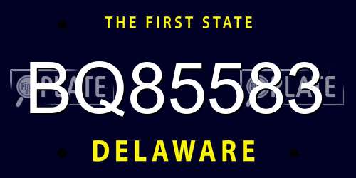 BQ85583 Delaware License Plate