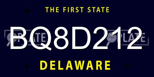 BQ8D212 Delaware License Plate