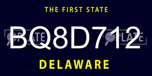 BQ8D712 Delaware License Plate