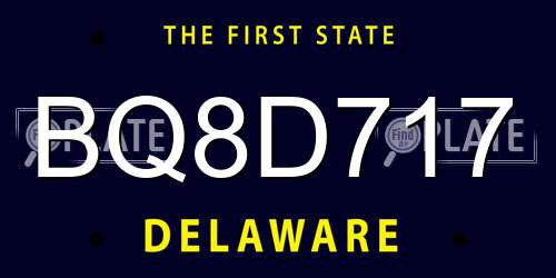 BQ8D717 Delaware License Plate