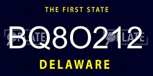 BQ8O212 Delaware License Plate