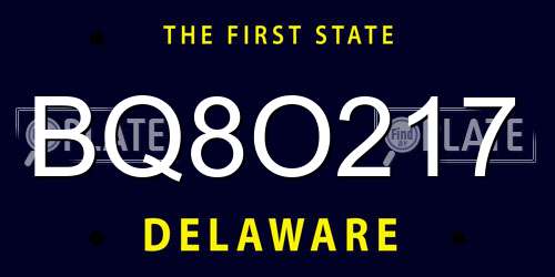 BQ8O217 Delaware License Plate
