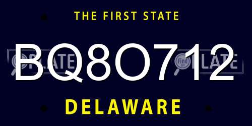 BQ8O712 Delaware License Plate