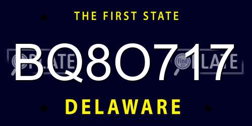 BQ8O717 Delaware License Plate