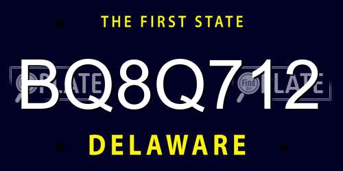BQ8Q712 Delaware License Plate