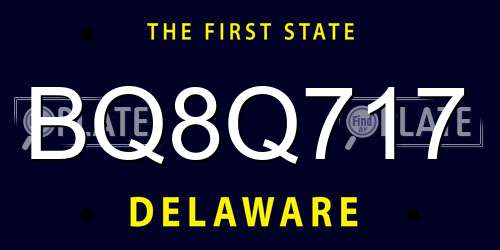 BQ8Q717 Delaware License Plate