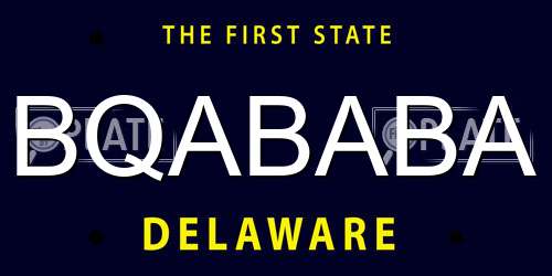 BQABABA Delaware License Plate