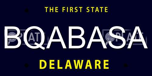 BQABASA Delaware License Plate