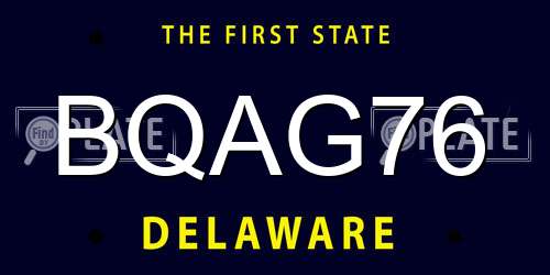 BQAG76 Delaware License Plate