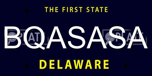 BQASASA Delaware License Plate