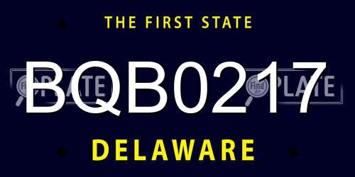 BQB0217 Delaware License Plate