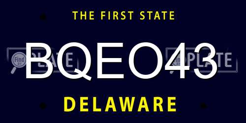 BQEO43 Delaware License Plate