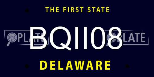 BQII08 Delaware License Plate
