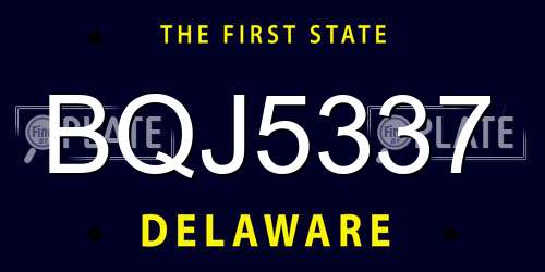BQJ5337 Delaware License Plate