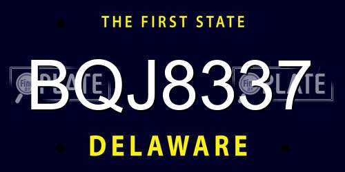 BQJ8337 Delaware License Plate