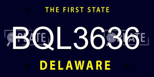 BQL3636 Delaware License Plate