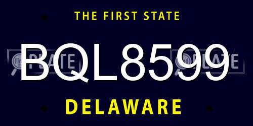 BQL8599 Delaware License Plate