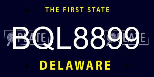 BQL8899 Delaware License Plate