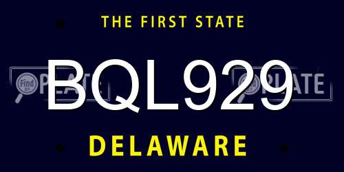 BQL929 Delaware License Plate