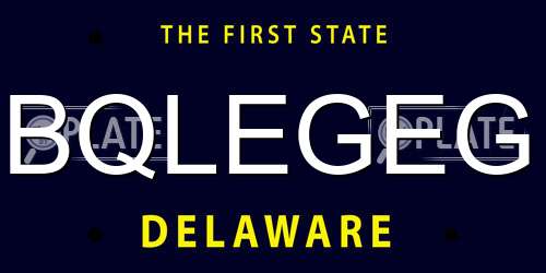BQLEGEG Delaware License Plate