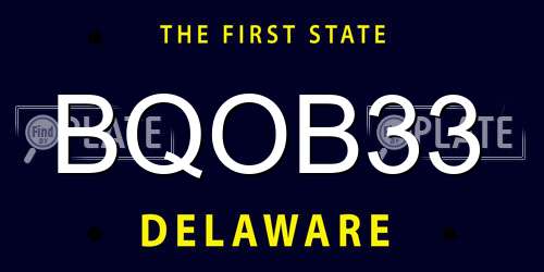 BQOB33 Delaware License Plate