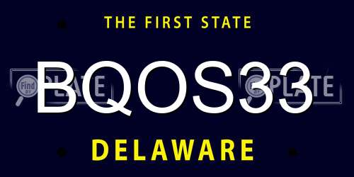 BQOS33 Delaware License Plate