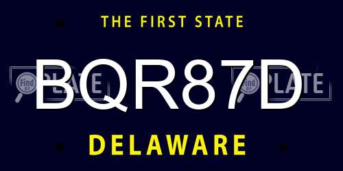 BQR87D Delaware License Plate