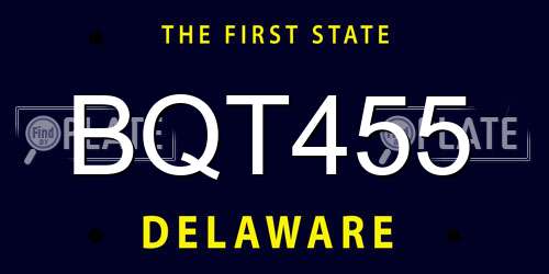 BQT455 Delaware License Plate