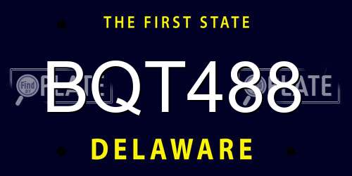 BQT488 Delaware License Plate