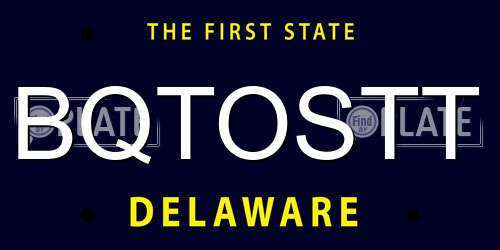 BQTOSTT Delaware License Plate