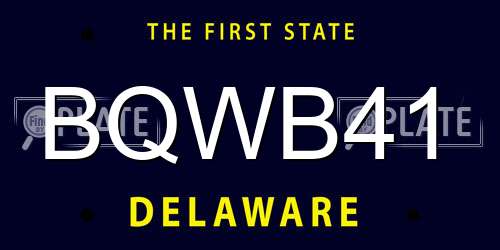 BQWB41 Delaware License Plate