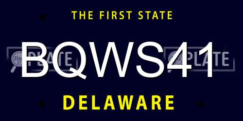 BQWS41 Delaware License Plate