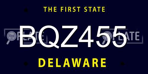 BQZ455 Delaware License Plate