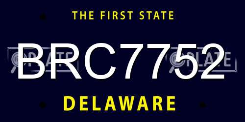 BRC7752 Delaware License Plate