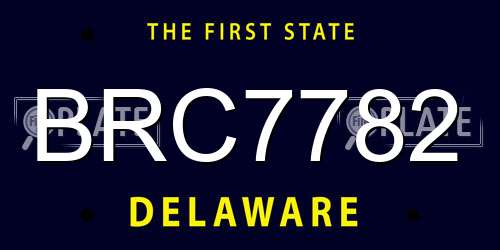 BRC7782 Delaware License Plate