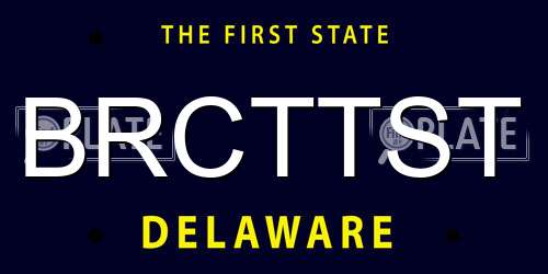 BRCTTST Delaware License Plate